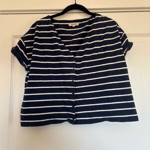Madewell Navy and White Striped Button-Down Shirt